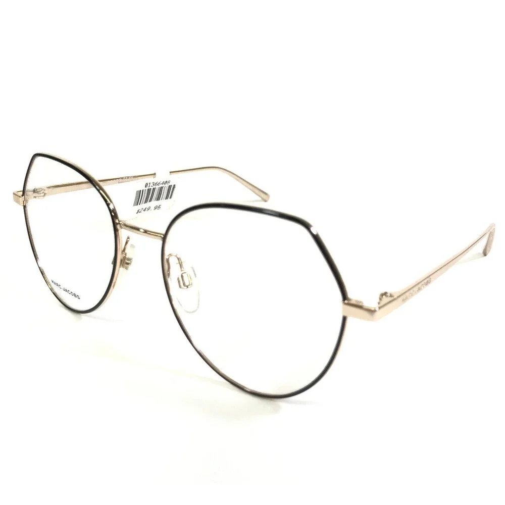 Marc Jacobs Eyeglasses Frames 475 2M2 Black Gold Round Full Rim 52-18-140